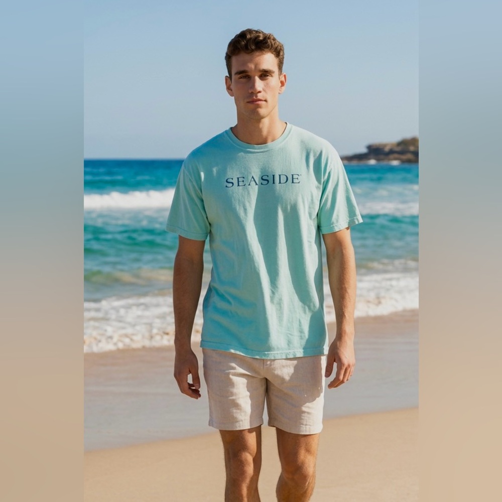 Comfort Colors Seaside T-shirt Men’s XL Sea foam Mint Green 30A Beach Logo Tee
